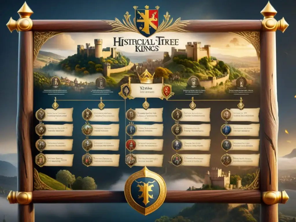 Diagrama detallado de árbol genealógico en Crusader Kings III ilustrando estrategias y alianzas clave para el éxito de la dinastía