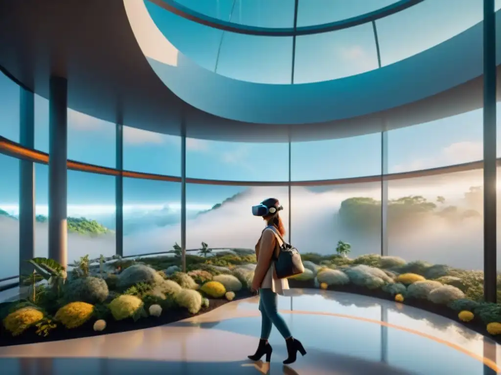 Arquitectura futurista en realidad virtual: diseño detallado e inmersivo Un diseño arquitectónico futurista detallado en realidad virtual