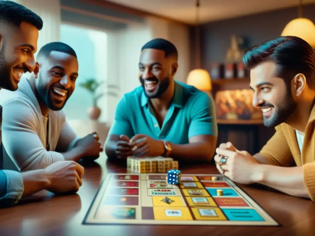 Diversión y emoción en noche de juegos de mesa con amigos