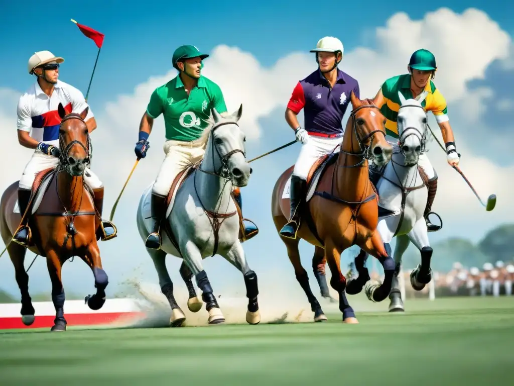 Elegancia y destreza en el polo: jugadores con indumentaria elegante en pleno juego