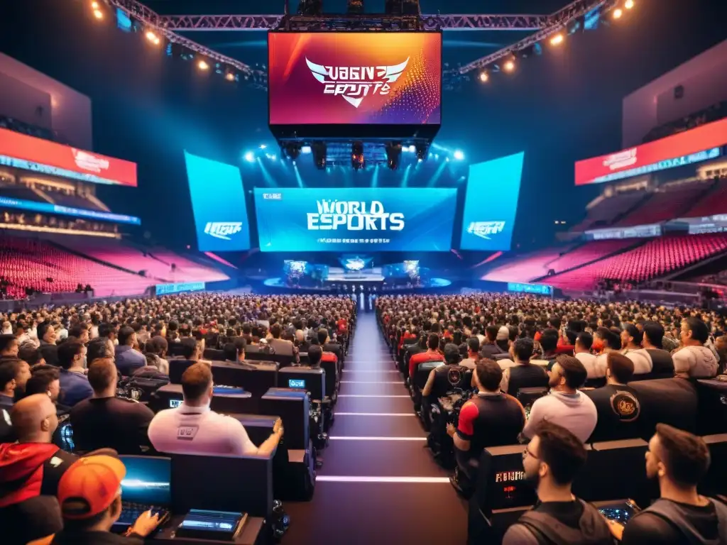 'Una emocionante arena de eSports llena de fans y competidores en un torneo en vivo