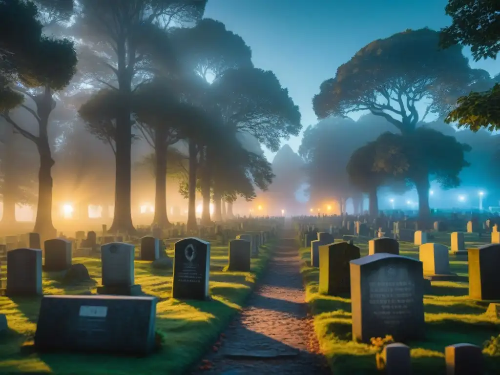 Emocionante carrera de orientación en cementerio iluminado por la luna llena