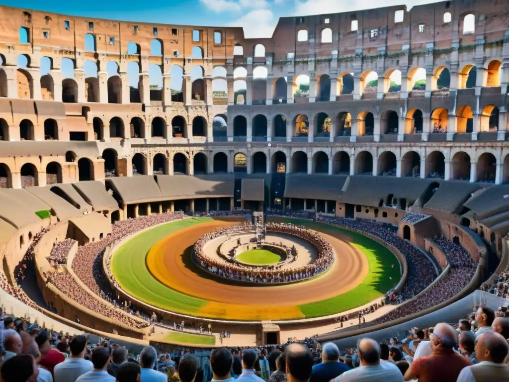 Emocionante carrera de cuadrigas en el antiguo Coliseo romano