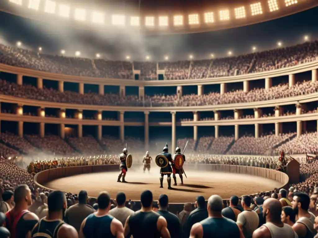 Emocionante recreación de combates de gladiadores en un coliseo histórico europeo