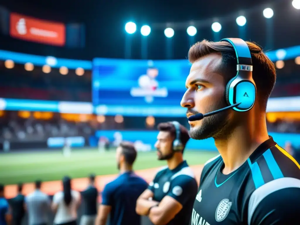 Emocionante competencia de juegos deportes móviles, estrategia y determinación en la arena deportiva abarrotada