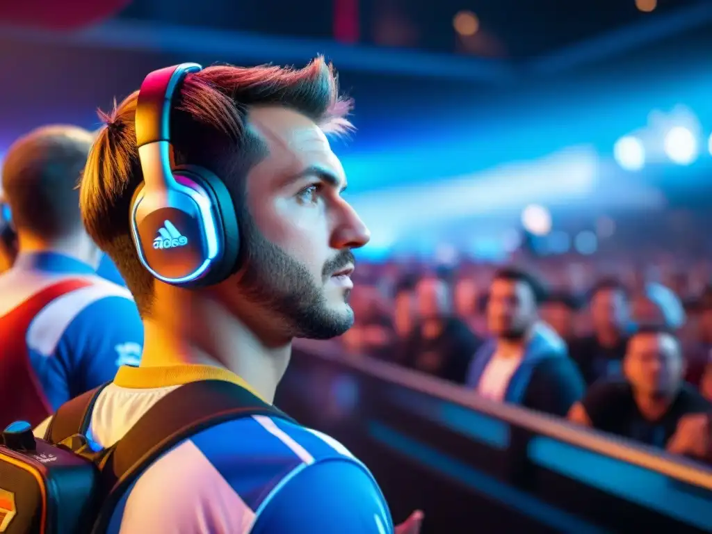 Una emocionante competencia de eSports con historia personajes icónicos videojuegos eSports, gamers profesionales y fans entusiastas