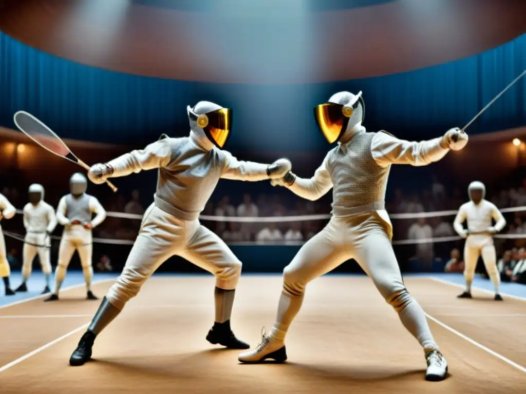 Un emocionante duelo de esgrima latinoamericana: Historia y técnicas, con fencers en acción y un público entregado