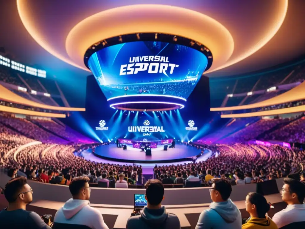 Un emocionante escenario futurista con jugadores de esports compitiendo en los Juegos Olímpicos