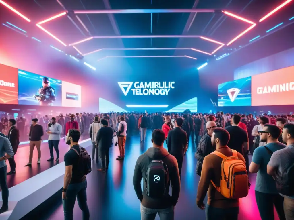 Un emocionante evento de gaming futurista con tecnología de vanguardia