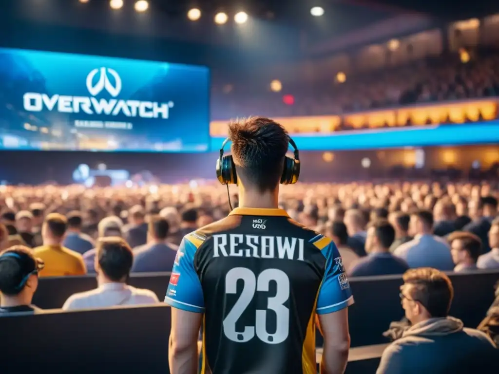 Una emocionante imagen de una arena de esports llena de fans entusiastas, mostrando la evolución de los juegos deportivos y culturas