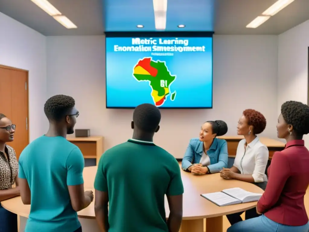 Un emocionante juego de simulación en educación africana, con estudiantes participando activamente en un entorno vibrante y lleno de diversidad