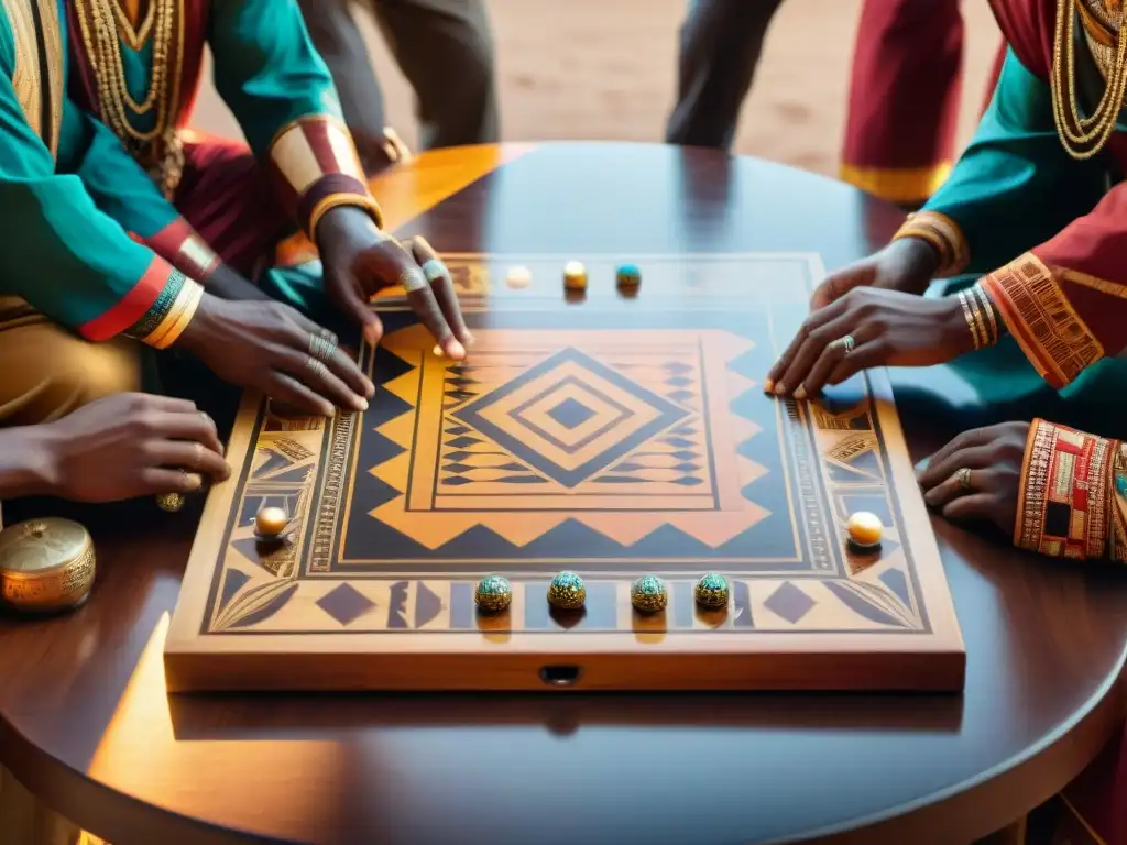 Un emocionante juego ancestral africano en un mercado vibrante, resalta la comunidad y la herencia cultural