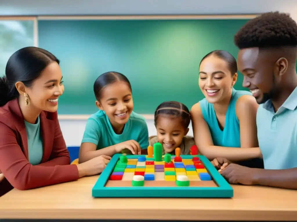 Un emocionante juego educativo para niños multicultural en un aula llena de diversidad y aprendizaje