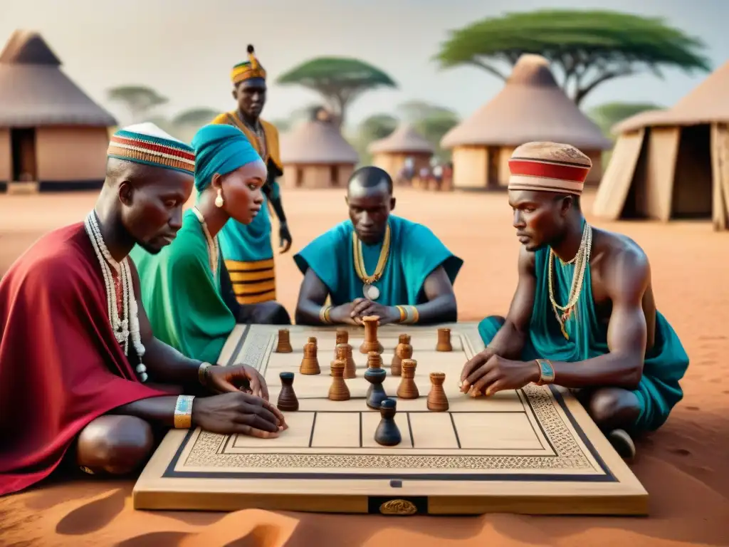 Un emocionante juego de estrategia en un pueblo africano, mostrando la evolución de los juegos ancestrales