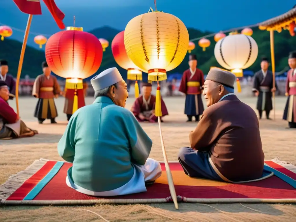 Partida intensa de Yutnori: ancianos coreanos en Festival de Juegos Tradicionales Un emocionante juego de Yutnori en el Festival de Juegos Culturales Internacionales en Anseong, Corea del Sur