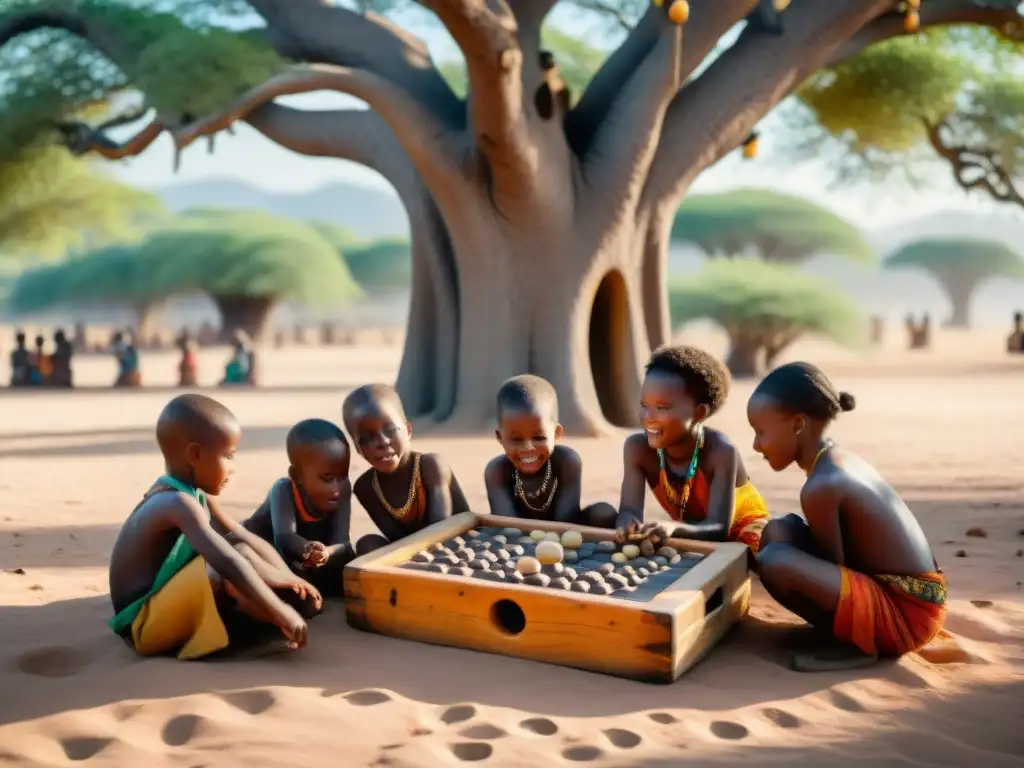 Un emocionante juego de mancala bajo un baobab en África