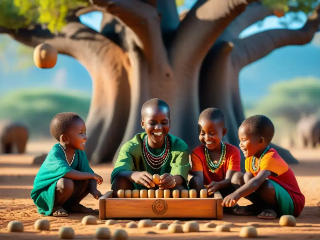 Un emocionante juego de mancala bajo un baobab en África