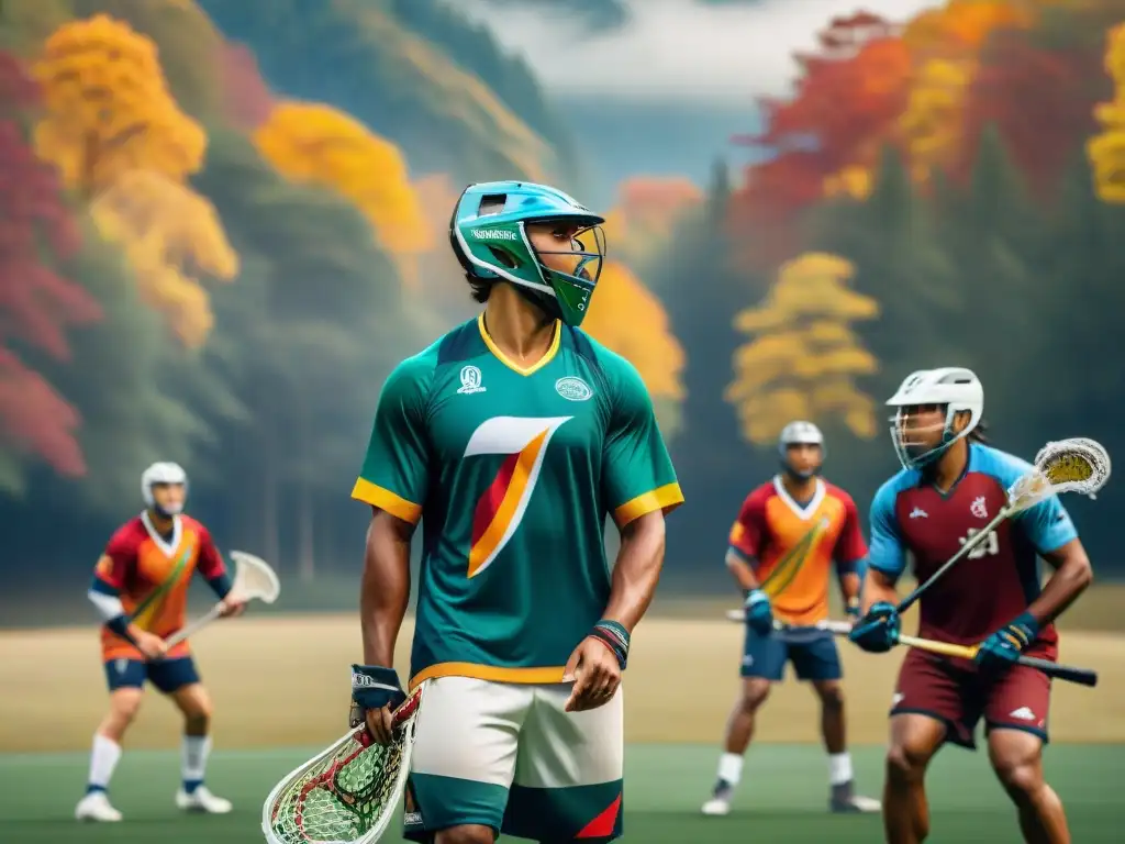 Un emocionante juego de lacrosse tradicional reimaginado en un bosque otoñal