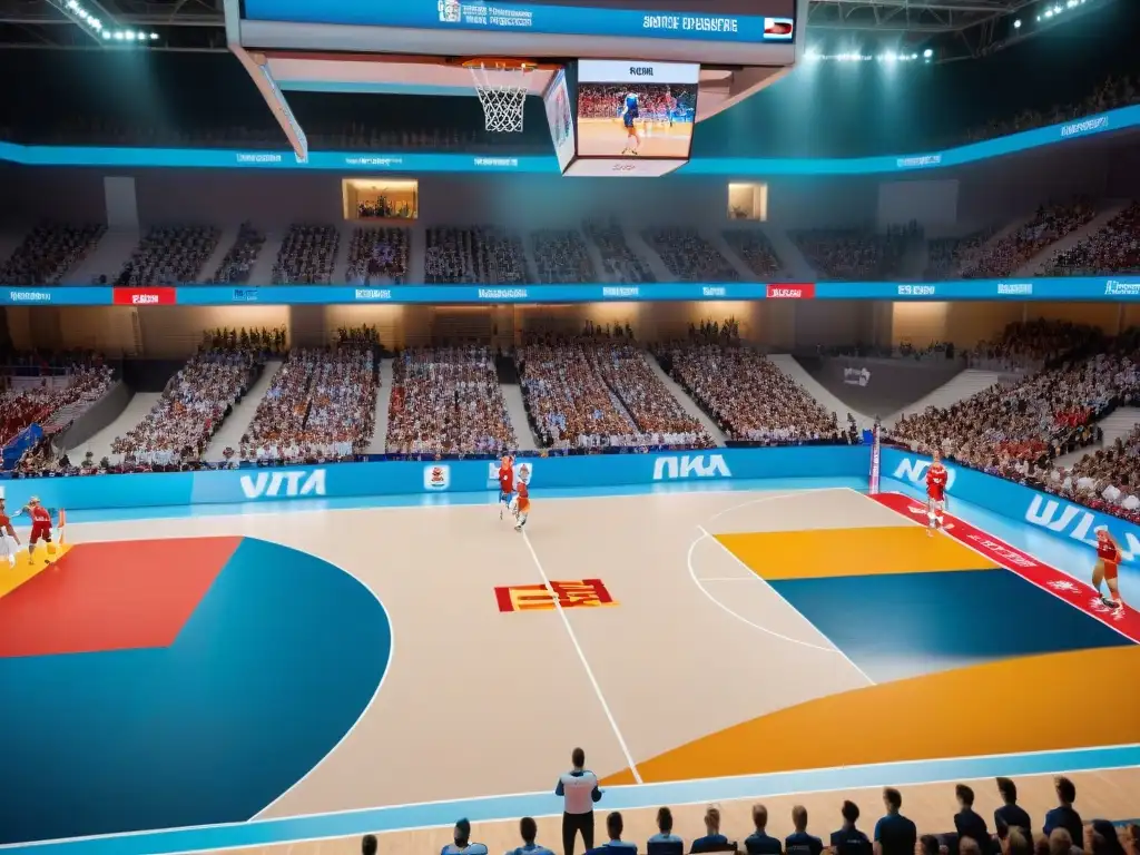 Emocionante partido de voleibol en estadio lleno de Rusia durante éxito internacional voleibol historia Rusia