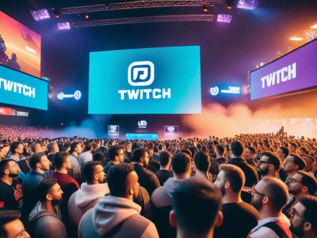 Un emocionante torneo de eSports en Twitch, con fans eufóricos y jugadores en plena competencia