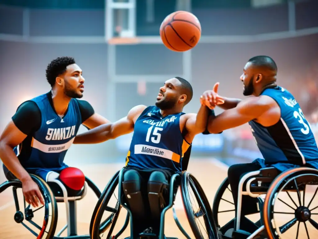 Emotivo juego de baloncesto en silla de ruedas mostrando la inclusión y espíritu de equipo