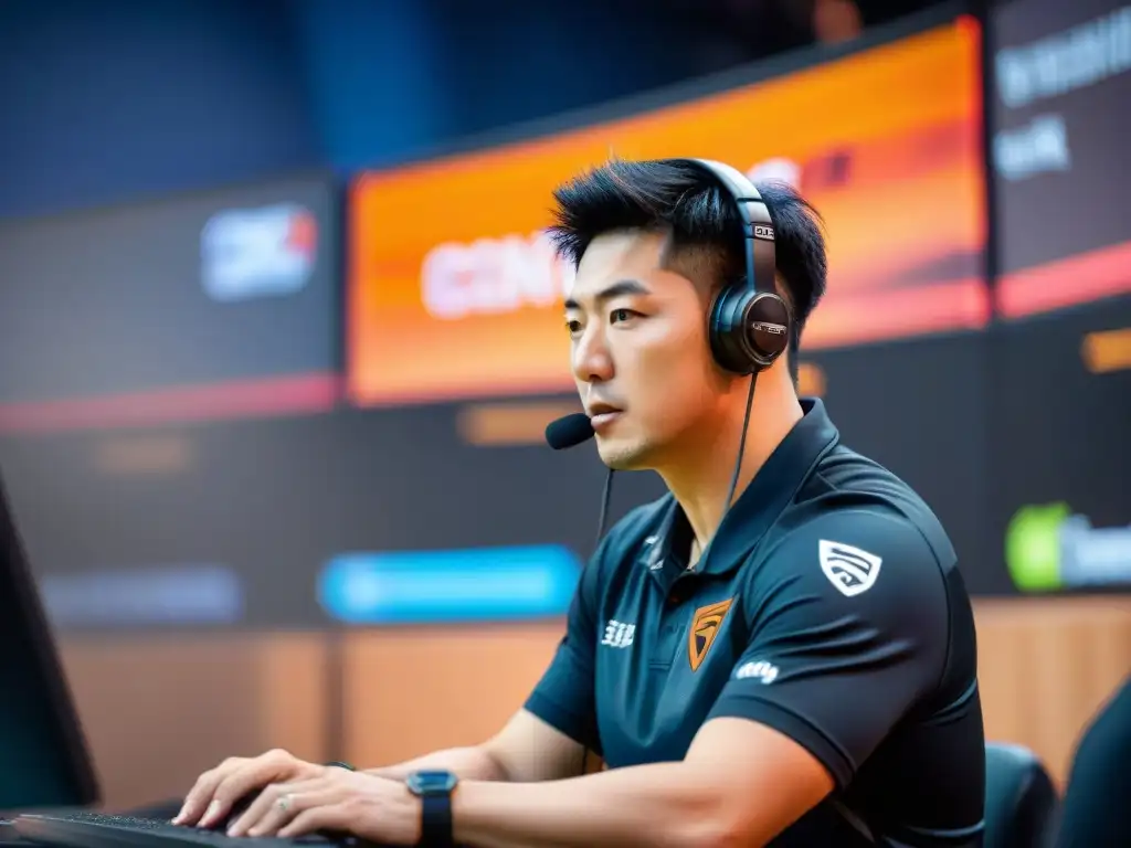 Entrenador eSports San Francisco Shock estrategizando con equipo en competencia