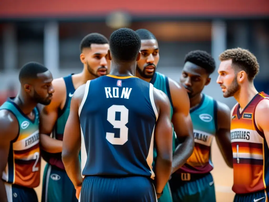 Un equipo de baloncesto unido en determinación y camaradería