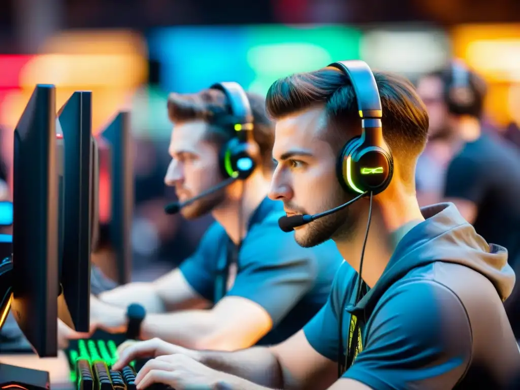 Equipo de eSports concentrado en la competencia, mostrando la influencia de los eSports en el diseño del hardware de gaming