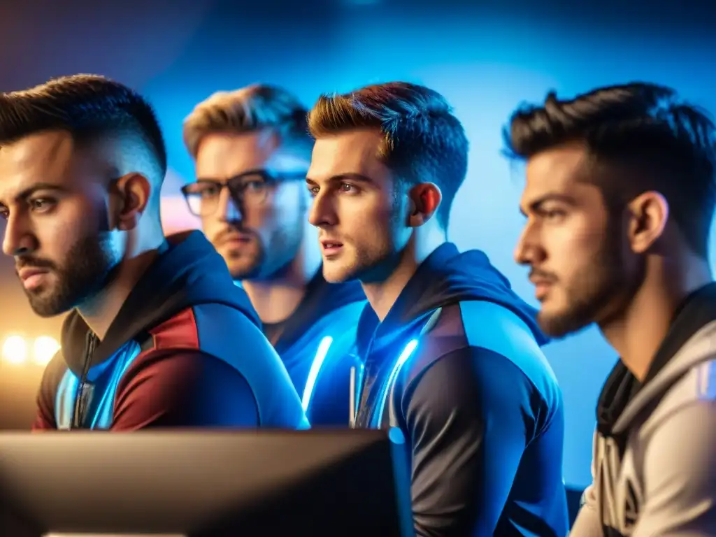 Equipo de eSports concentrado en estrategias para lograr la victoria