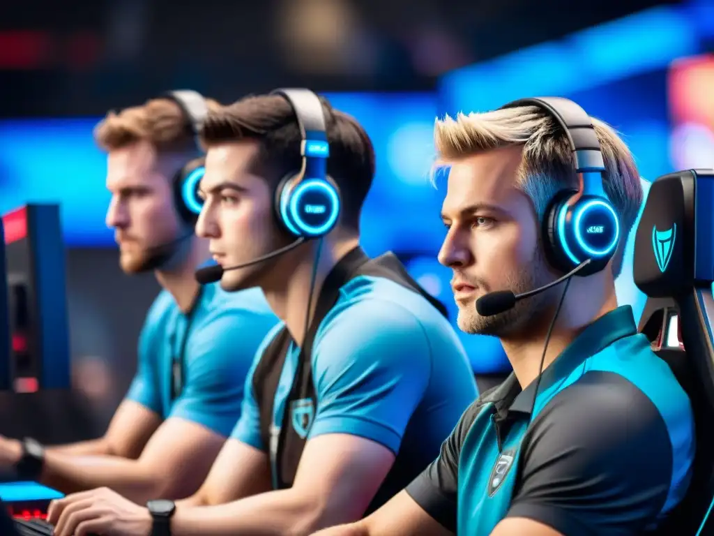 Equipo de eSports concentrado en estrategias para alcanzar victoria en torneo de alto nivel