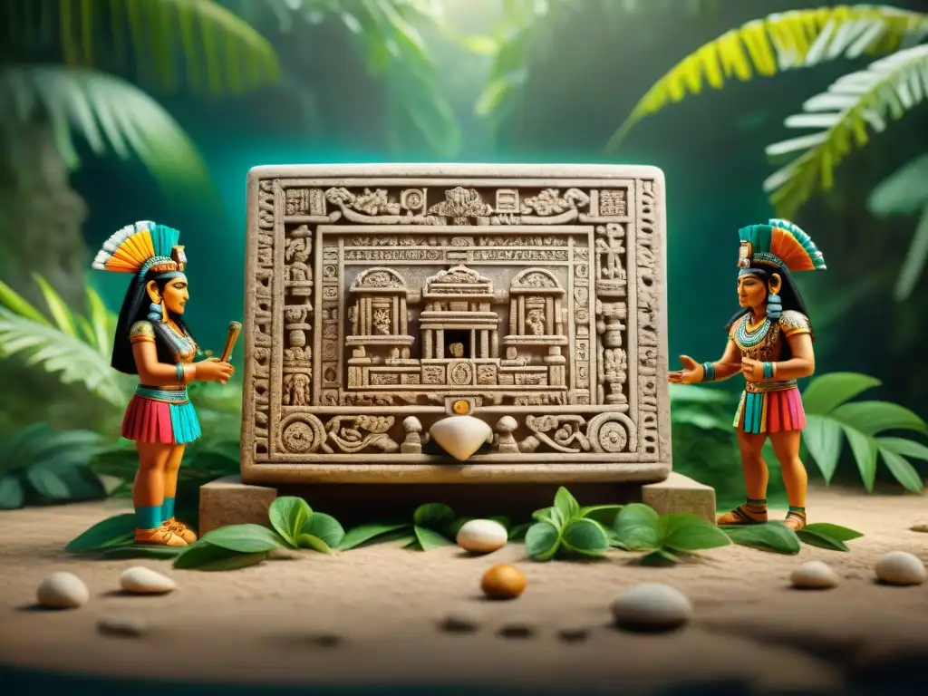 Juego de Patolli: Mayas en acción al borde de la eternidad Una escena vibrante de antiguos mayas jugando Patolli, un juego que trascendió culturas