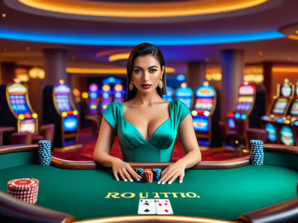 Escena vibrante de un casino latinoamericano con diversidad de personas disfrutando de juegos de azar