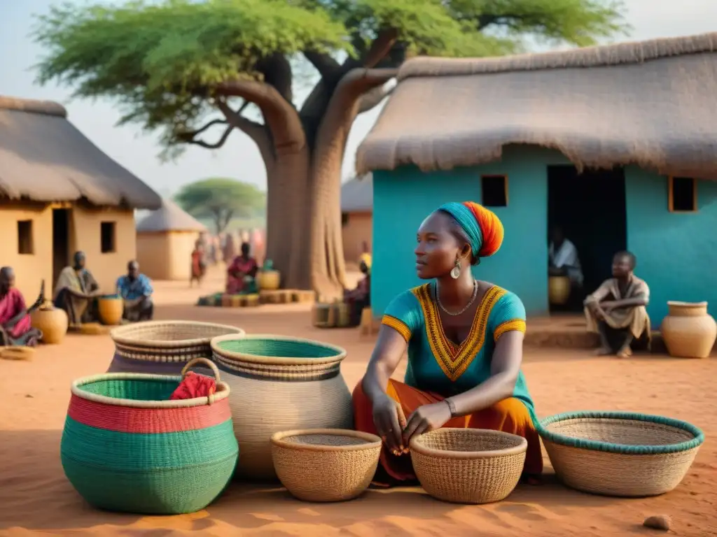 Escena vibrante en un mercado africano, con juegos y entretenimientos tradicionales