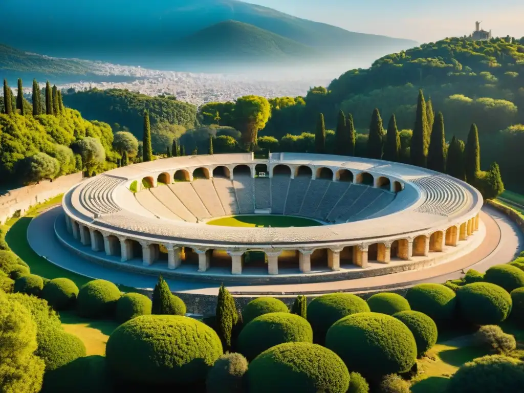 Esplendor del Estadio Olímpico en Olympia, Grecia, al amanecer