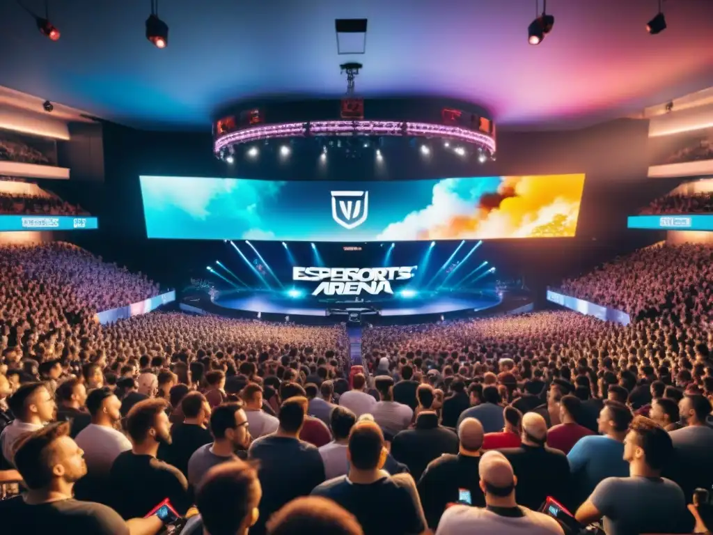 “Transformación de los eSports: Arena llena de nostalgia, con tecnología antigua y público variado, contrastando con la modernidad actual