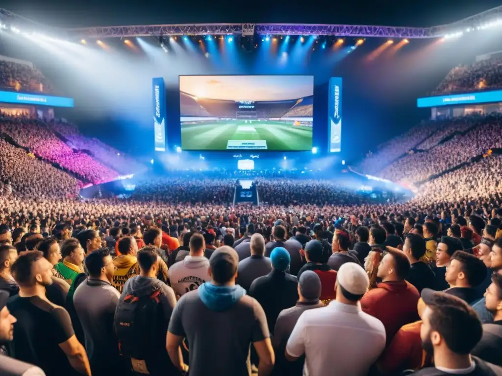 Estadio lleno de fans entusiastas en competencia de esports