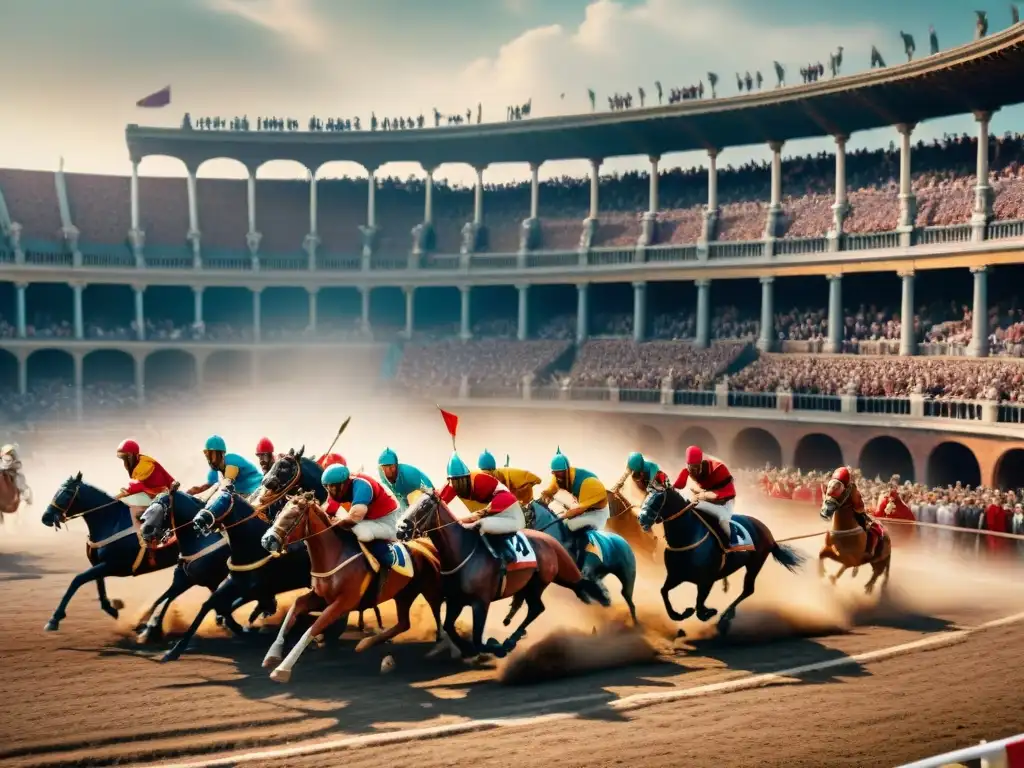 Un estadio romano lleno de vida, con una trepidante carrera de carros y espectadores entusiastas