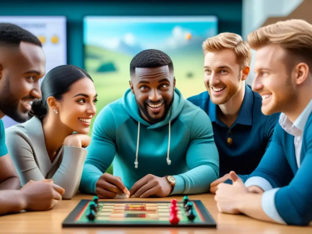 Juego estratégico en clase: Análisis y colaboración Estudiantes concentrados en un juego estratégico en el aula, resaltando la importancia de los juegos estratégicos en el aprendizaje