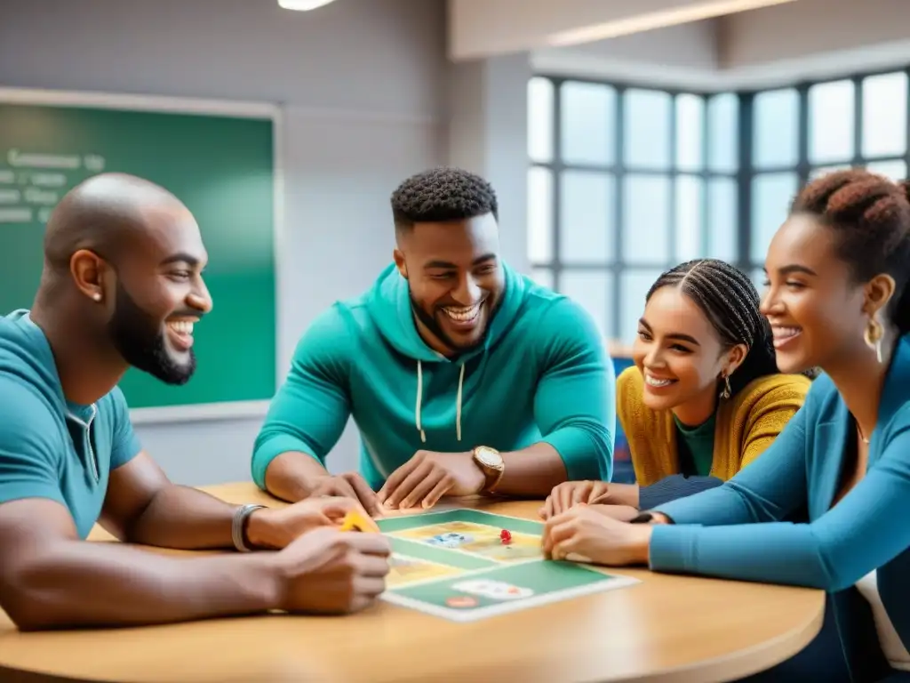 Estudiantes participan con entusiasmo en un juego de rol en aula