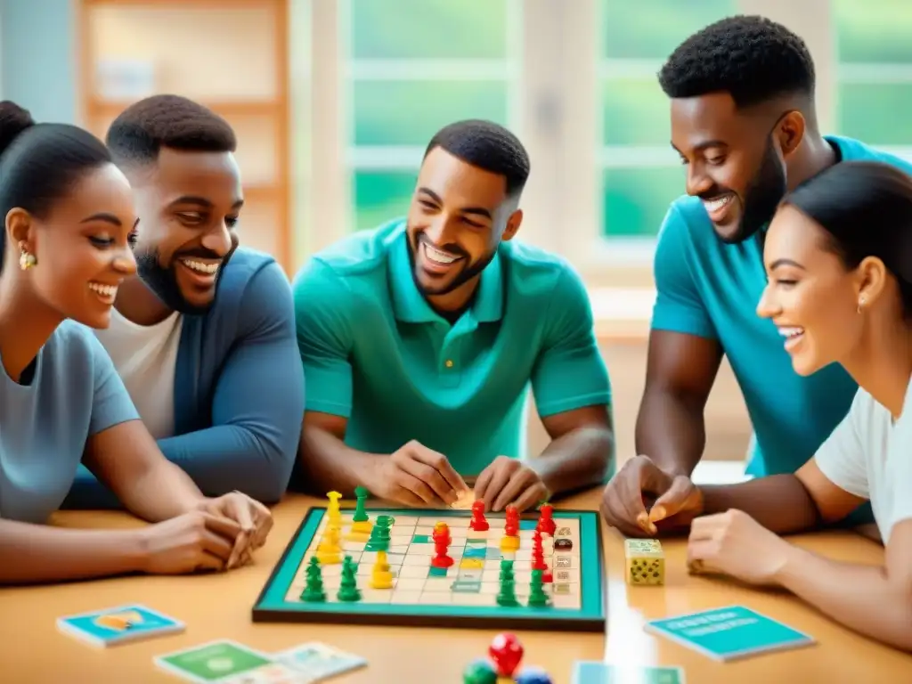 Estudiantes disfrutan juego de mesa en aula luminosa