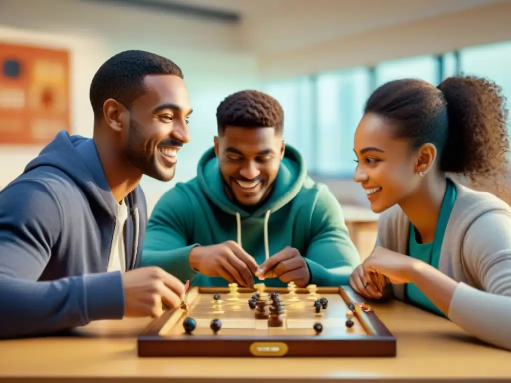 Juego de ciencia en el aula: diversión educativa Estudiantes disfrutan de juegos antiguos en la enseñanza de ciencias en aula iluminada