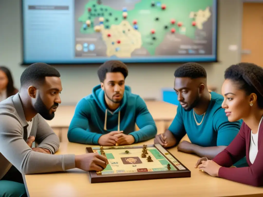 Estudiantes disfrutan de pasatiempos históricos estrategias pedagógicas en aula moderna