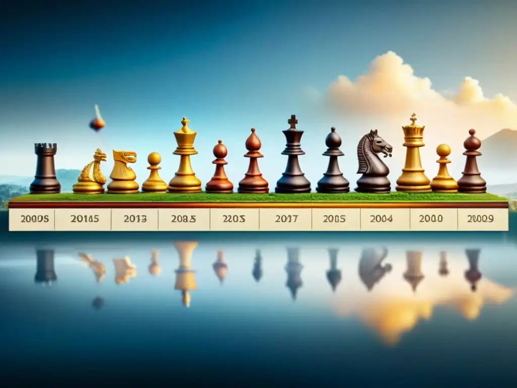 Evolución de juegos de estrategia: de ajedrez a Age of Empires Evocadora línea temporal de juegos de estrategia en cultura, desde ajedrez hasta Age of Empires, ilustrando su evolución y impacto