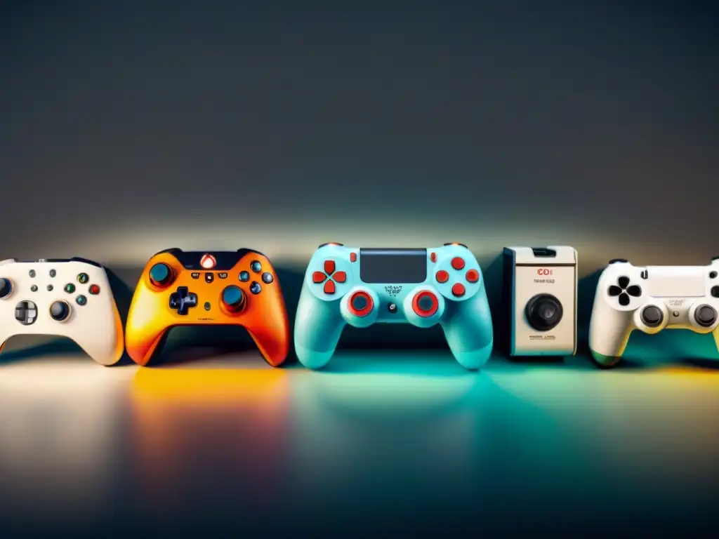 Evolution de mandos de videojuegos desde los 70s Una evocadora línea del tiempo de mandos de videojuegos desde los años 70 hasta la realidad virtual, destacando la historia evolución juegos video