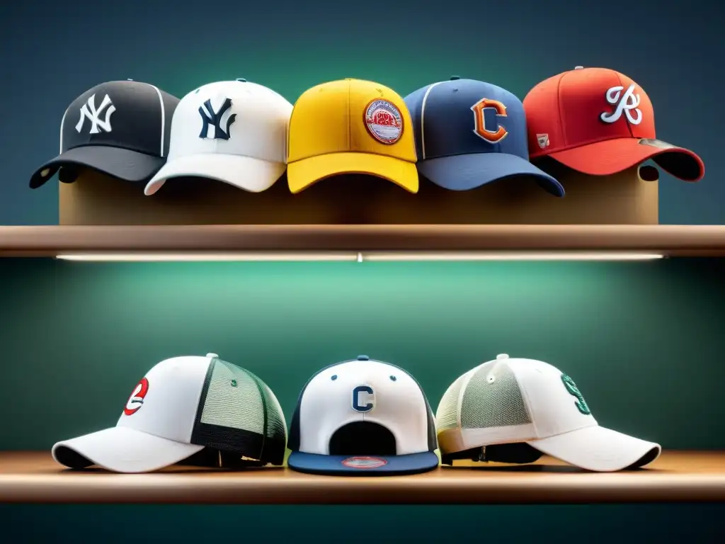 Evocadora línea del tiempo de sombreros deportivos, desde los clásicos de béisbol de los años 20 hasta los modernos diseños de equipos hoy