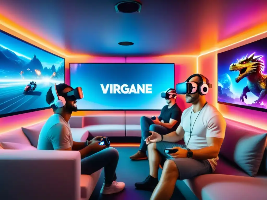 Una experiencia futurista en realidad virtual, donde personas de todas las edades disfrutan de emocionantes juegos y deportes