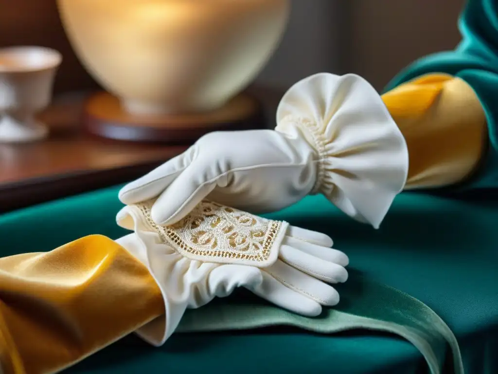 Unos expertos consejos de limpieza para piezas de colección: guantes de algodón blancos cuidando una delicada figurilla de porcelana