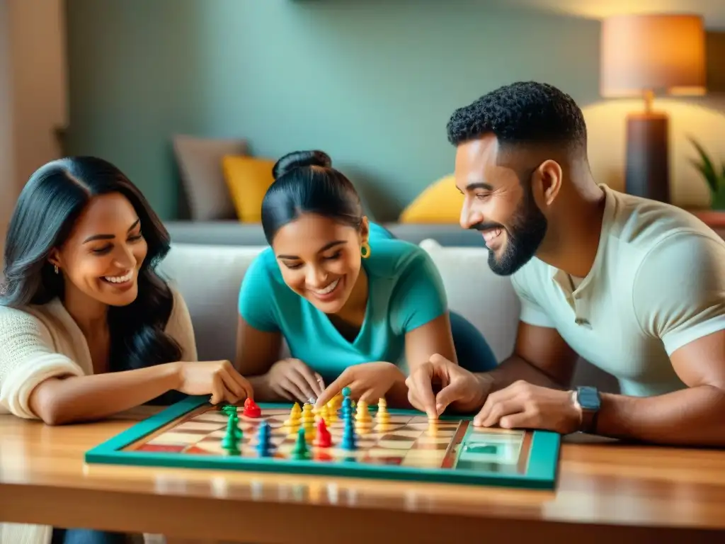 Una familia diversa disfruta de juegos educativos fortaleciendo lazos familiares