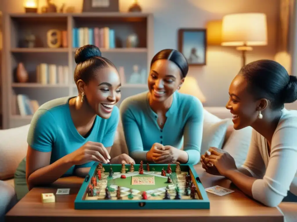 Una familia diversa disfruta de juegos familiares inspirados en cuentos en una acogedora sala llena de libros infantiles clásicos