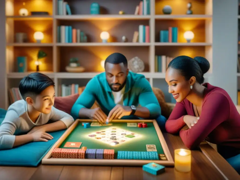 Una familia disfruta de juegos familiares inspirados en cuentos en una noche mágica llena de estrategias y diversión